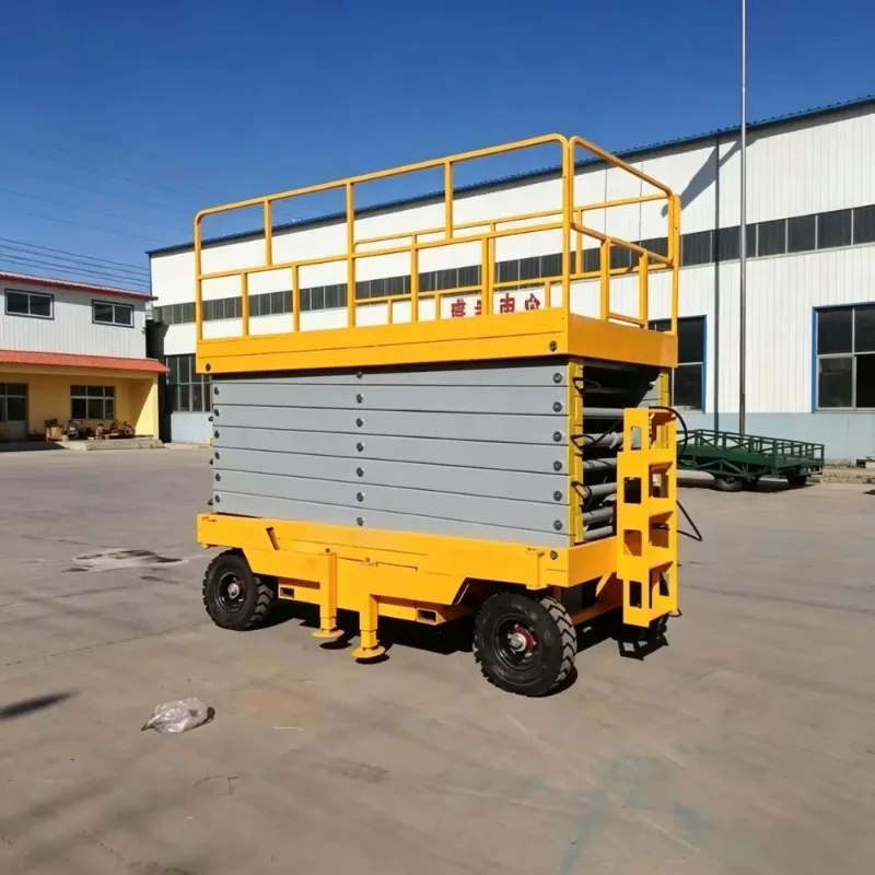 Towable Mobile Scissor Lift Table Hydraulic Aerial Work Platform Manual Moving Man Lift
