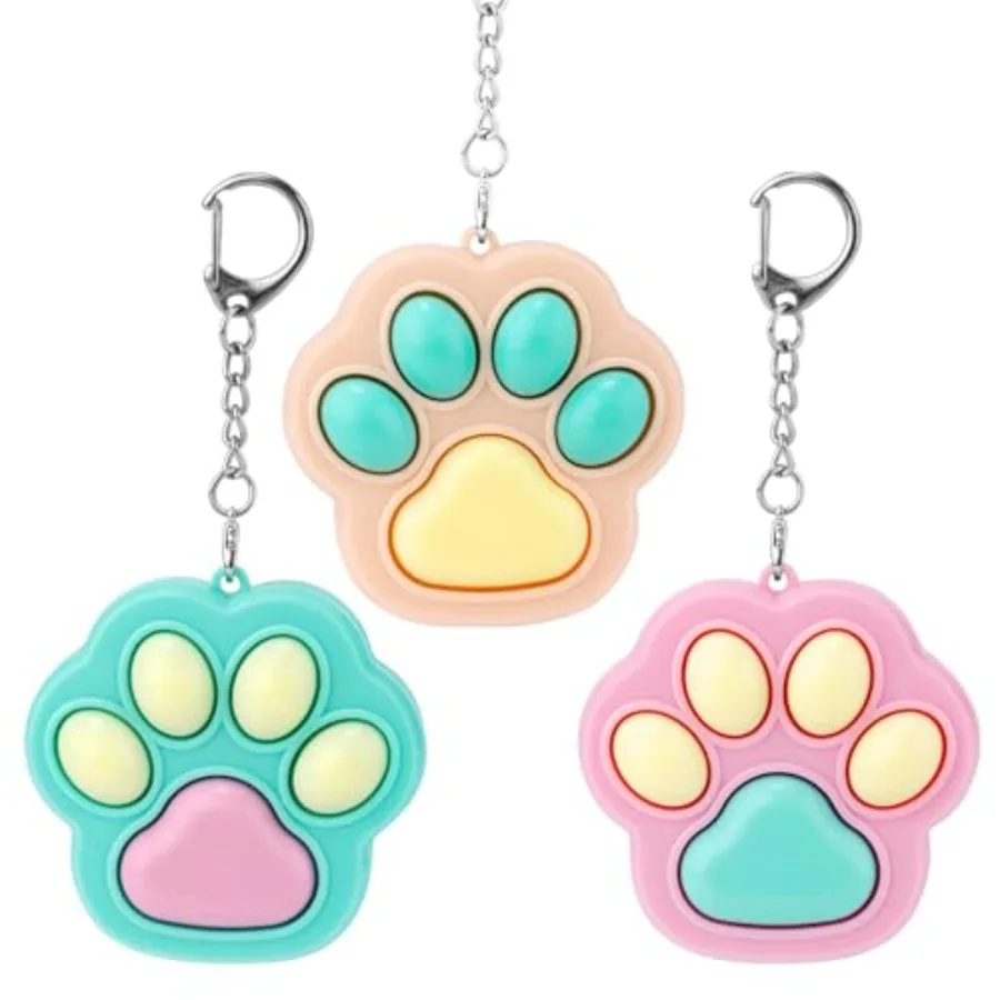 

3pcs Cat Paw Fidget Toys Fidget Keychain 4.72x2.36 Inch Portable Cat Paw Clicker Keychain Cute Mini Sensory Toy for Adults Offi