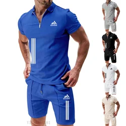 Summer ropa barata men's casual fashion quick-drying sportwear set selling short-sleeved T-shirt + jogging shorts two-piece set