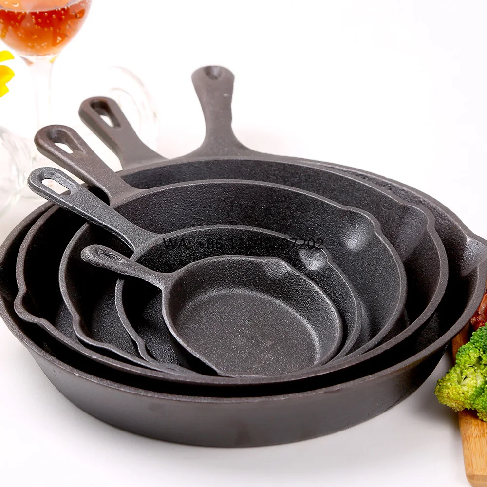 

Предварительно приправа, 5 шт., металлический круглый чугунный набор посуды для кемпинга, барбекю, сковорода с антипригарным покрытием, прочная, легко чистится