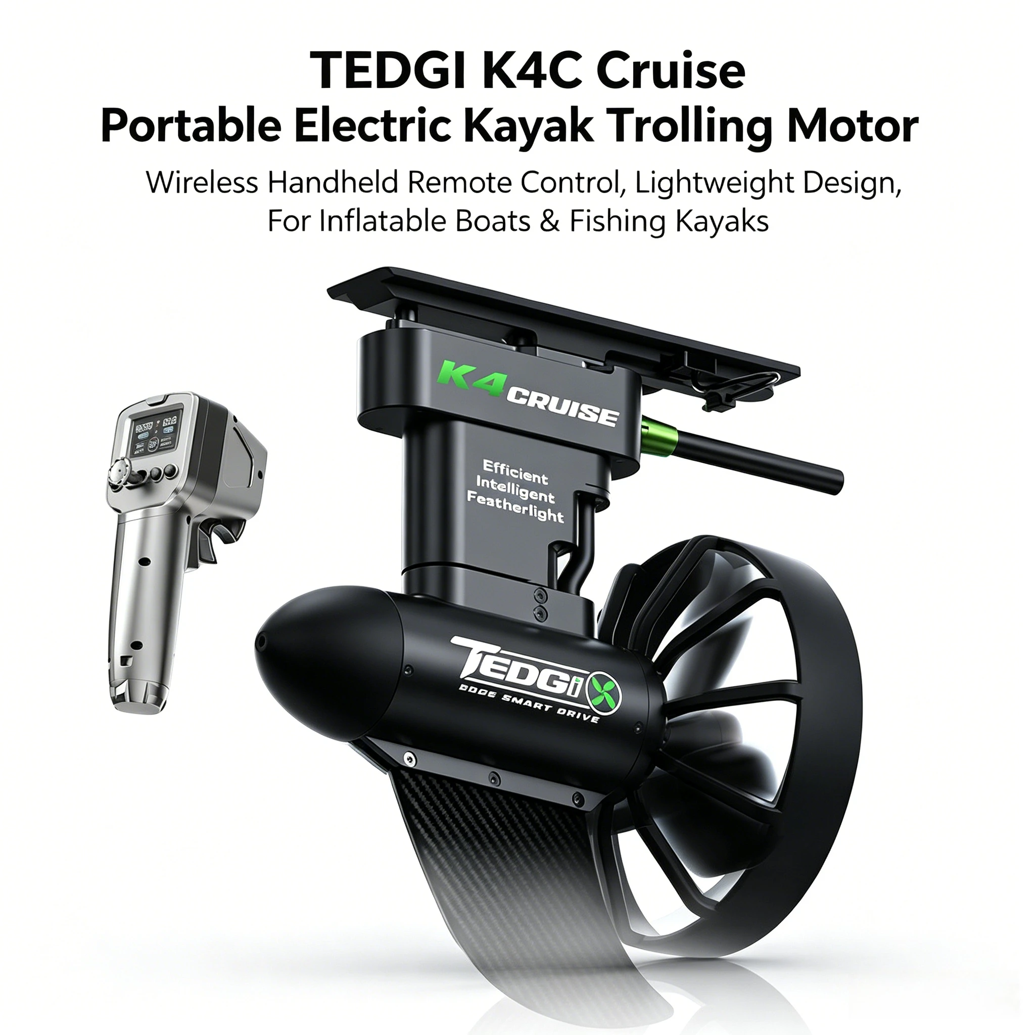 12V 24V Brushless Kayak Trolling Motor Wireless Remote Electric Underwater Propulsor for SUP Fishing Kayak Touring