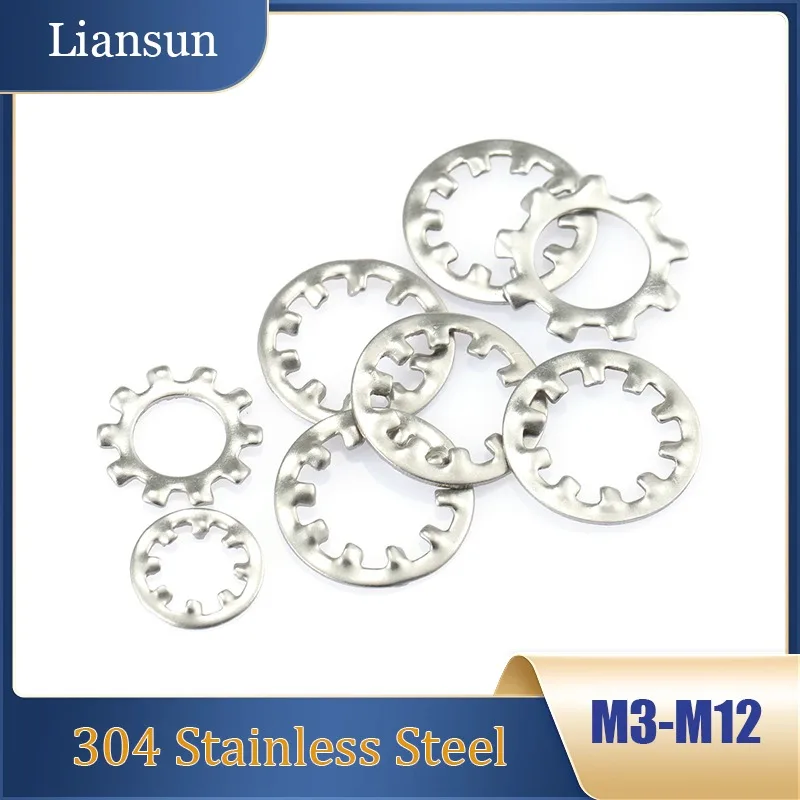 50-300pcs External Internal Serrated Lock Washer M3 M4 M5 M6 M8 M10 M12 304 Stainless Steel Metal Toothed Locking Washer Gasket