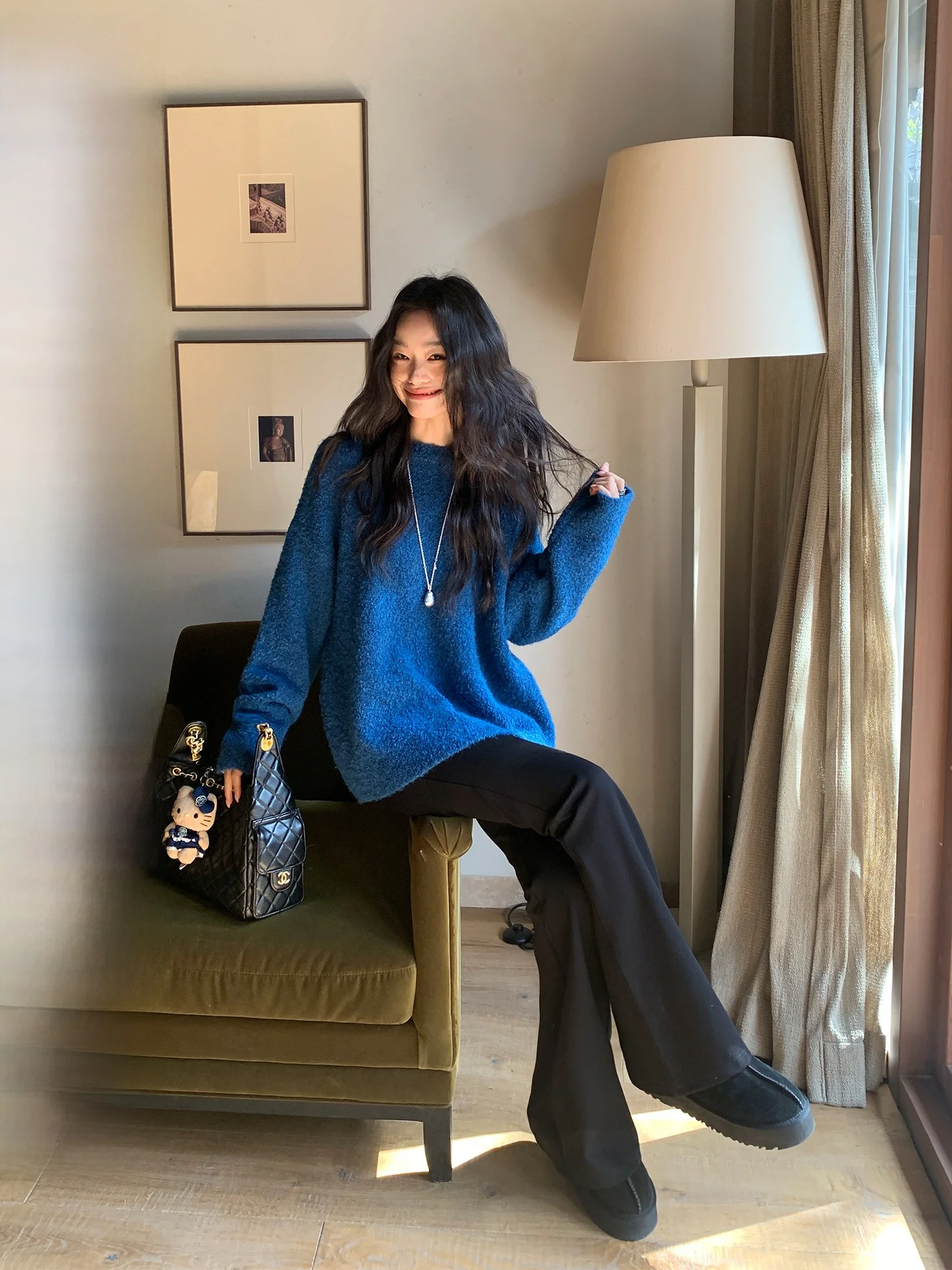 

Pusumede Loose Fit round Ne Pullover Sweater Women's Casual Wear Outerwear Comfortable Knitted Top Lazy Sle Faion