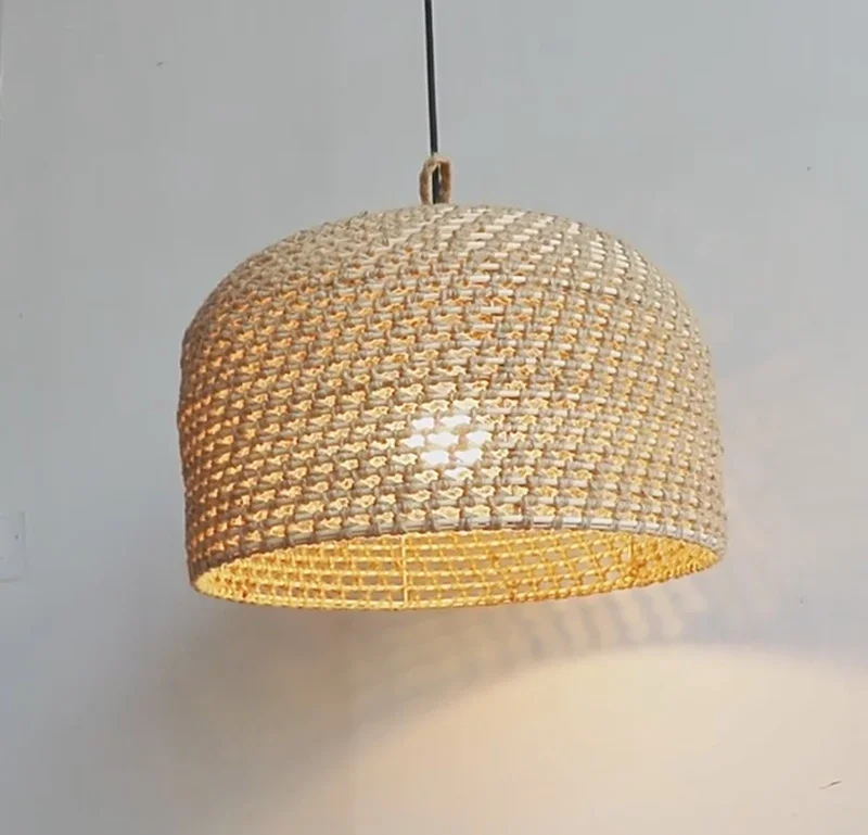 Vintage Hemp Rope Pendant Lights Southeast Asia Handmade Rattan Lamp Restaurant Dining Room Kitchen Home Decor Light Fixtures