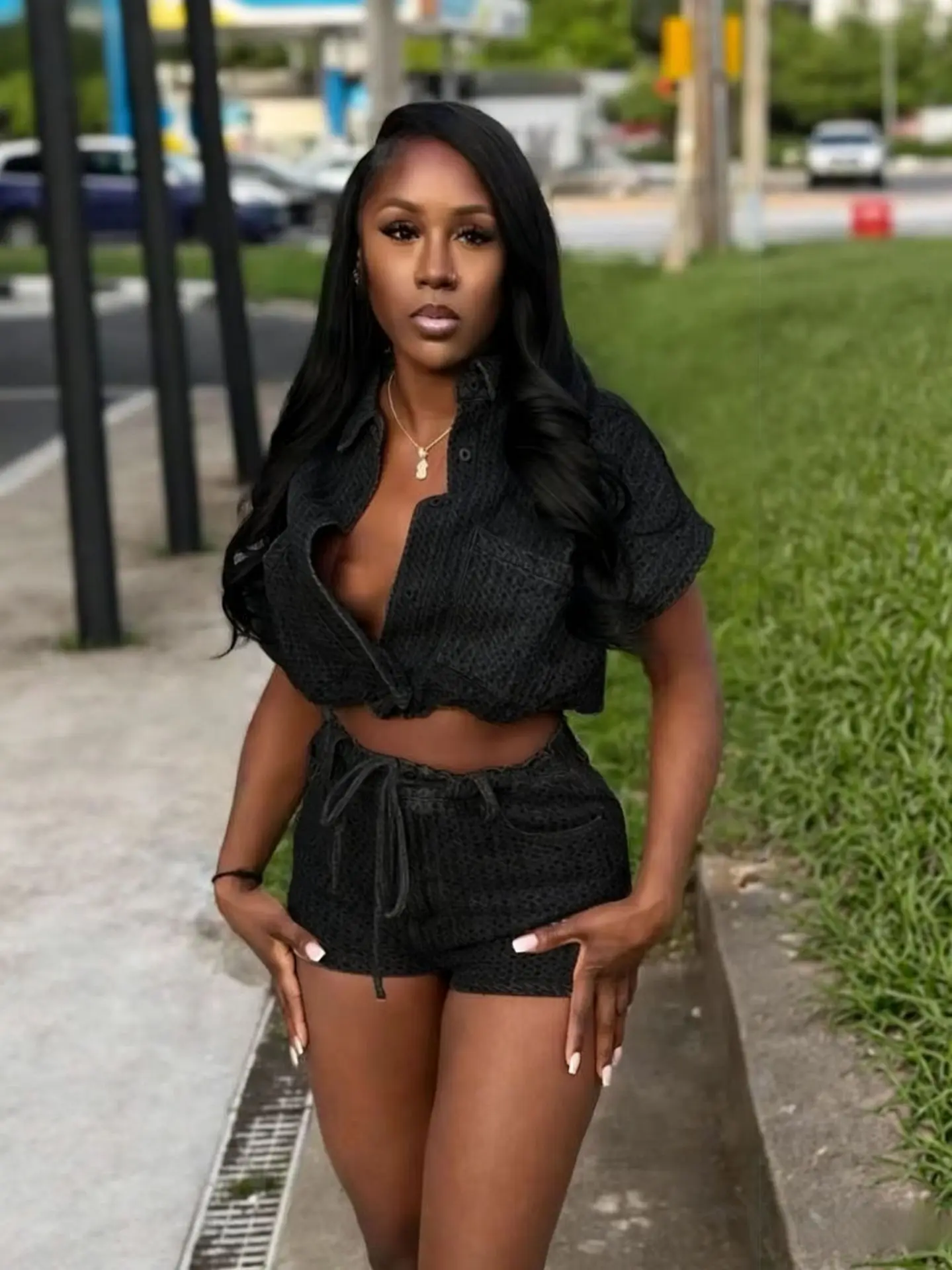Chic Summer 2 Piece Sets Denim Outfits Women Short Sleeve Denim Shirt Tops Straight Short Jeans Casual Fashion Vest Style Y2K