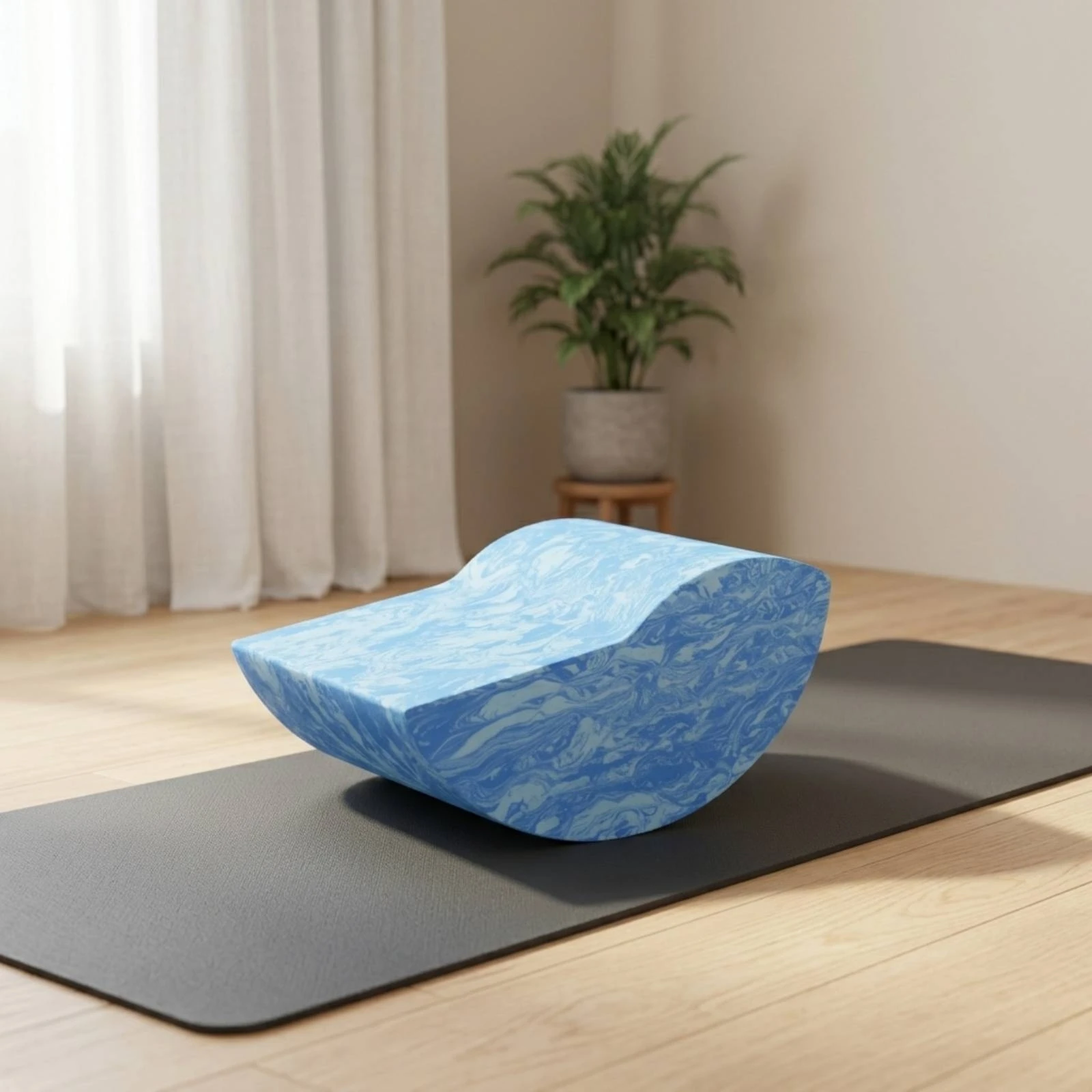 Cale d'équilibre en forme de nuage pour la pratique esprit-corps, avec fond incurvé, cale d'exercice marbrée compacte pour instructeurs et yoghis
