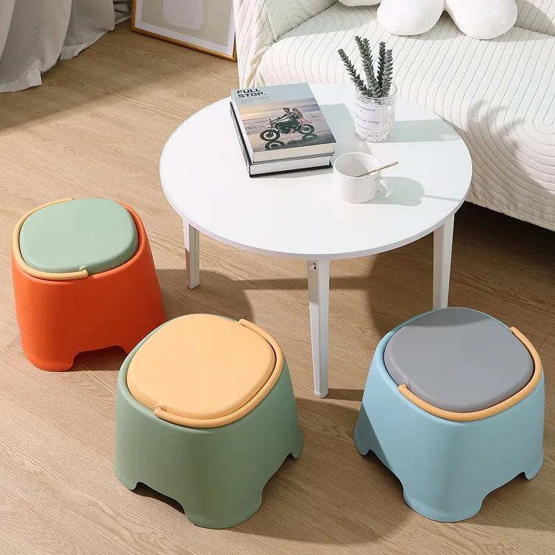 Thickened Plastic Stool with Handle Home Living Room Non-slip Bench Bathroom Muebles Multifuncionales