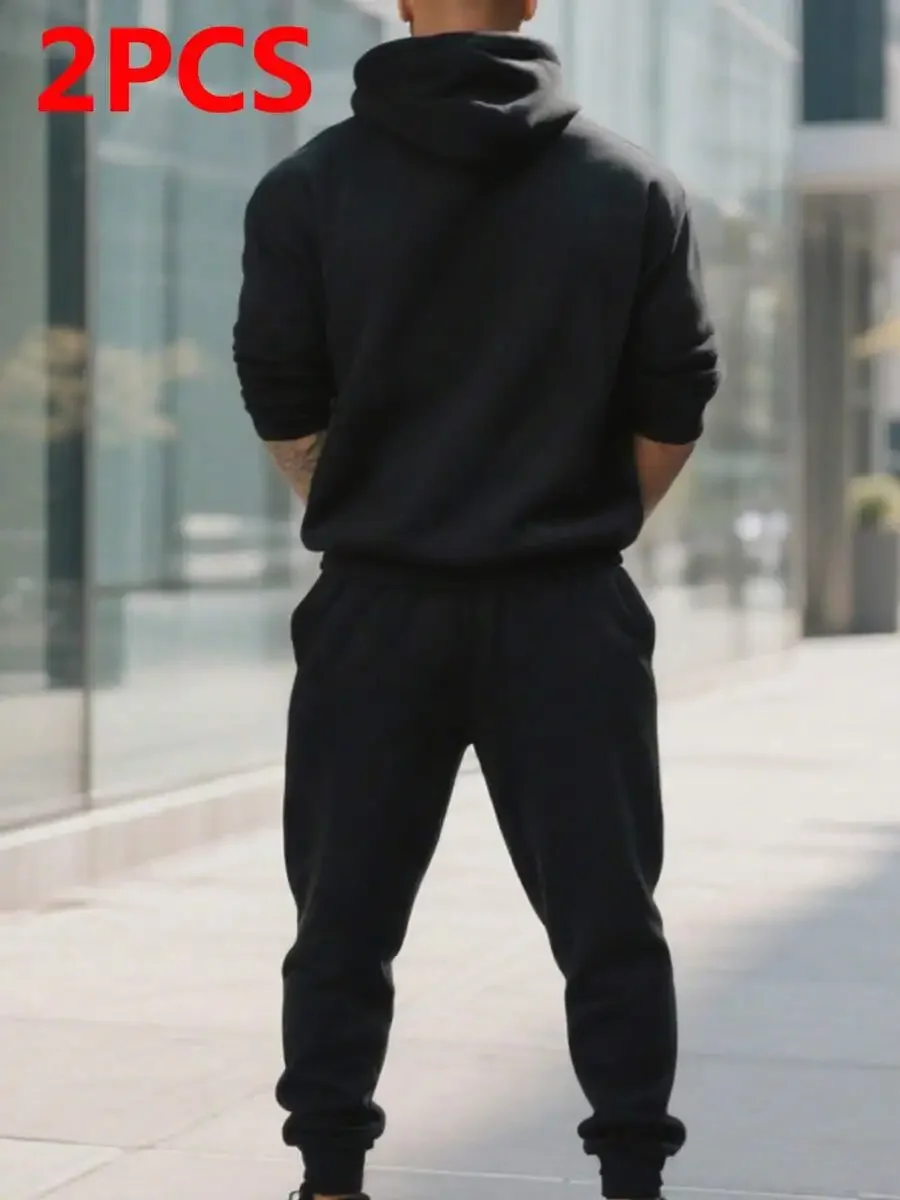 Mens 2 Piece Hoodie And Sweatpants Set Casual Sportswear Jogging Suit