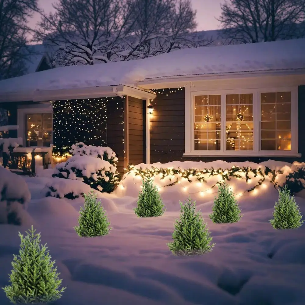 زينة عيد الميلاد مقلد أشجار الصنوبر السرو ديكور المنزل الداخلي والخارجي للفناء النباتات الخضراء الاصطناعية عيد الميلاد Orna T8E3 #5