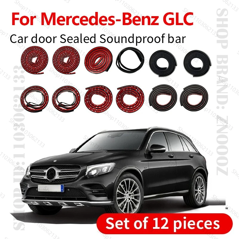 

For Mercedes-Benz GLC Car Door Seal Strip Rubber Double Layer Sealing Protector Soundproof Strip Dustproof Seal Strip 12PCS Set