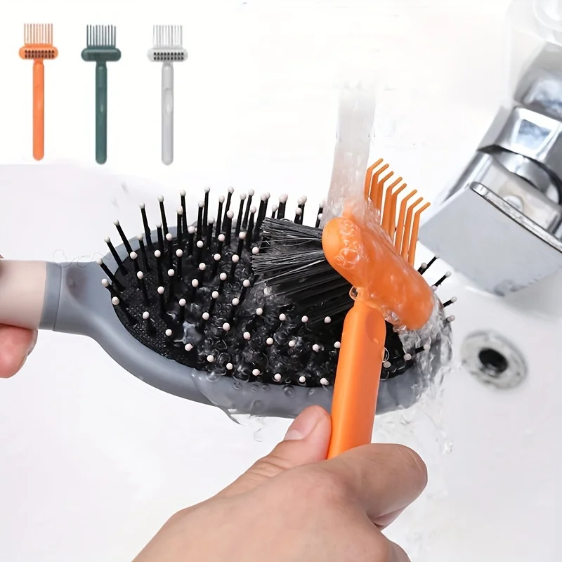 

3Pcs Portable Hairbrush Cleaner, Dual-Function Air Cushion Comb Cleaner with Ergonomic Handle, Bathroom Cleaning Tool