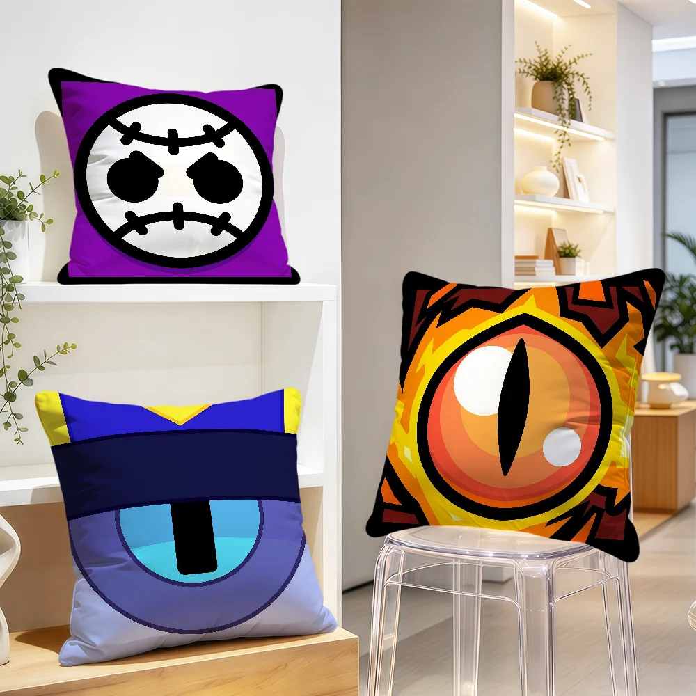 Game Cute Fun Face Y2k Cushion Cover Soft Pillowcase Sofa Home Living Room Decor Bed S-Stars-S Club Hogar Gift B-BrawlS-S
