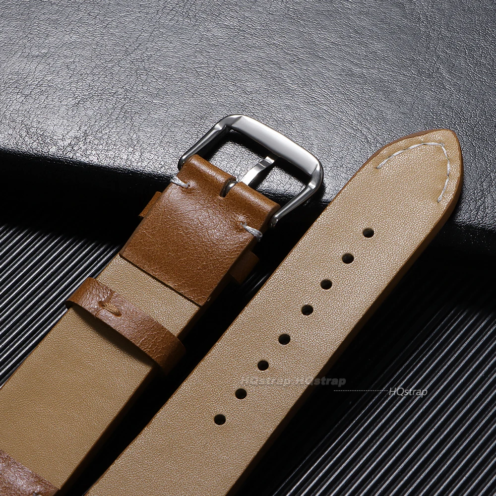 Retro pulseira de couro genuíno cera óleo couro pulseira liberação rápida 18mm 20mm 22mm 24mm alta qualidade pulseira relógio negócios