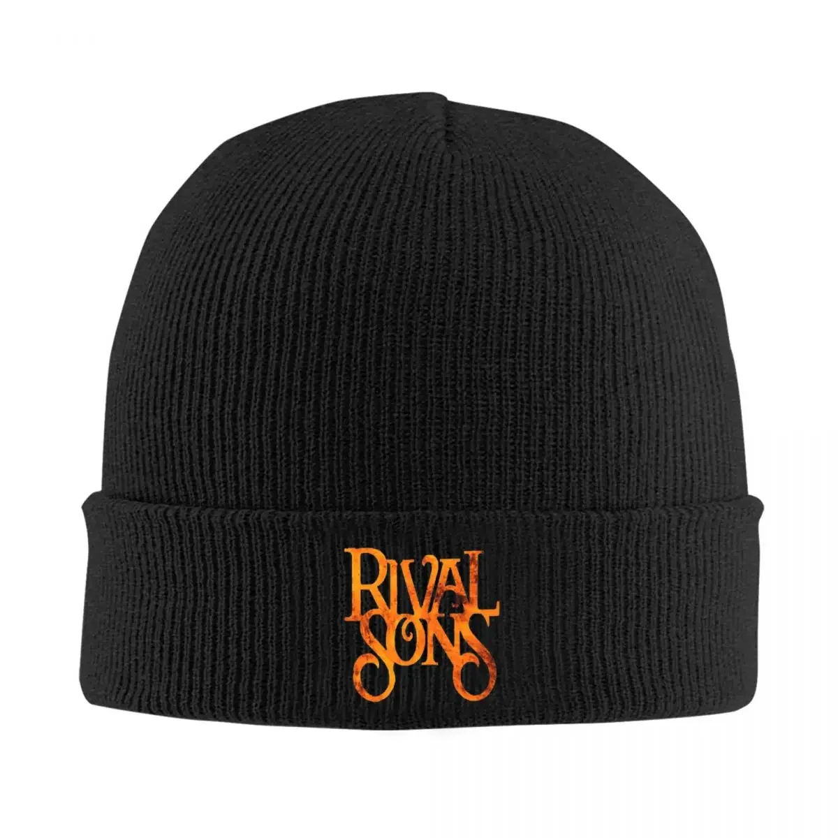 Rival Sons Punk Rock Band Bonnet Hats Orange Logo Knit Hat Adult Unisex Casual Thermal Elastic Beanie Hats Spring Gym Caps