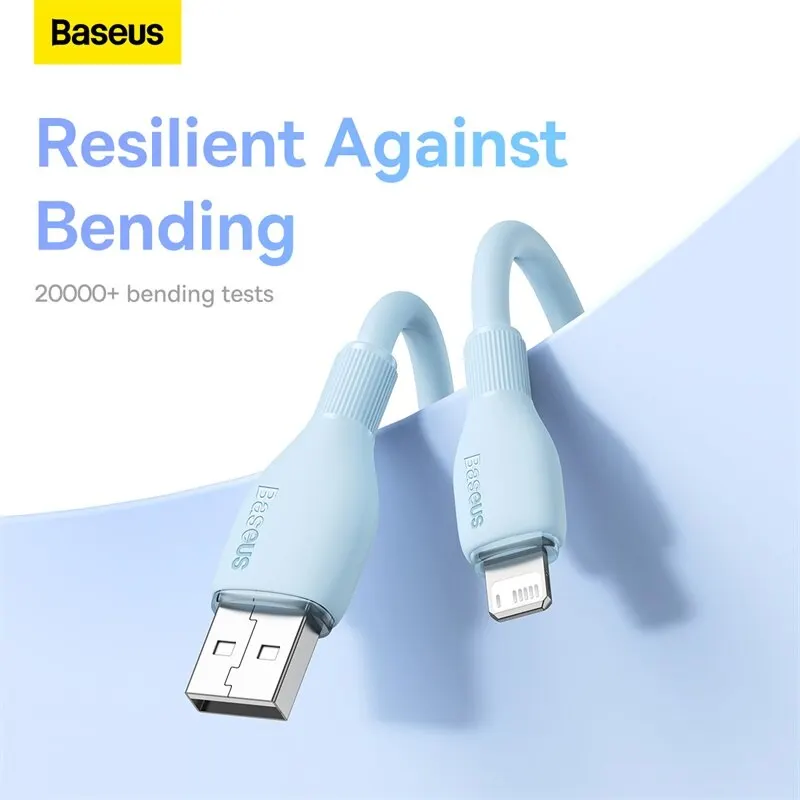 Baseus TPE 2.4A Fast Charging USB Cable for iPhone 14 13 Pro Max Xs Xr X 8 Plus Cable for iPhone iPad Air Mini 4 Charger Cable