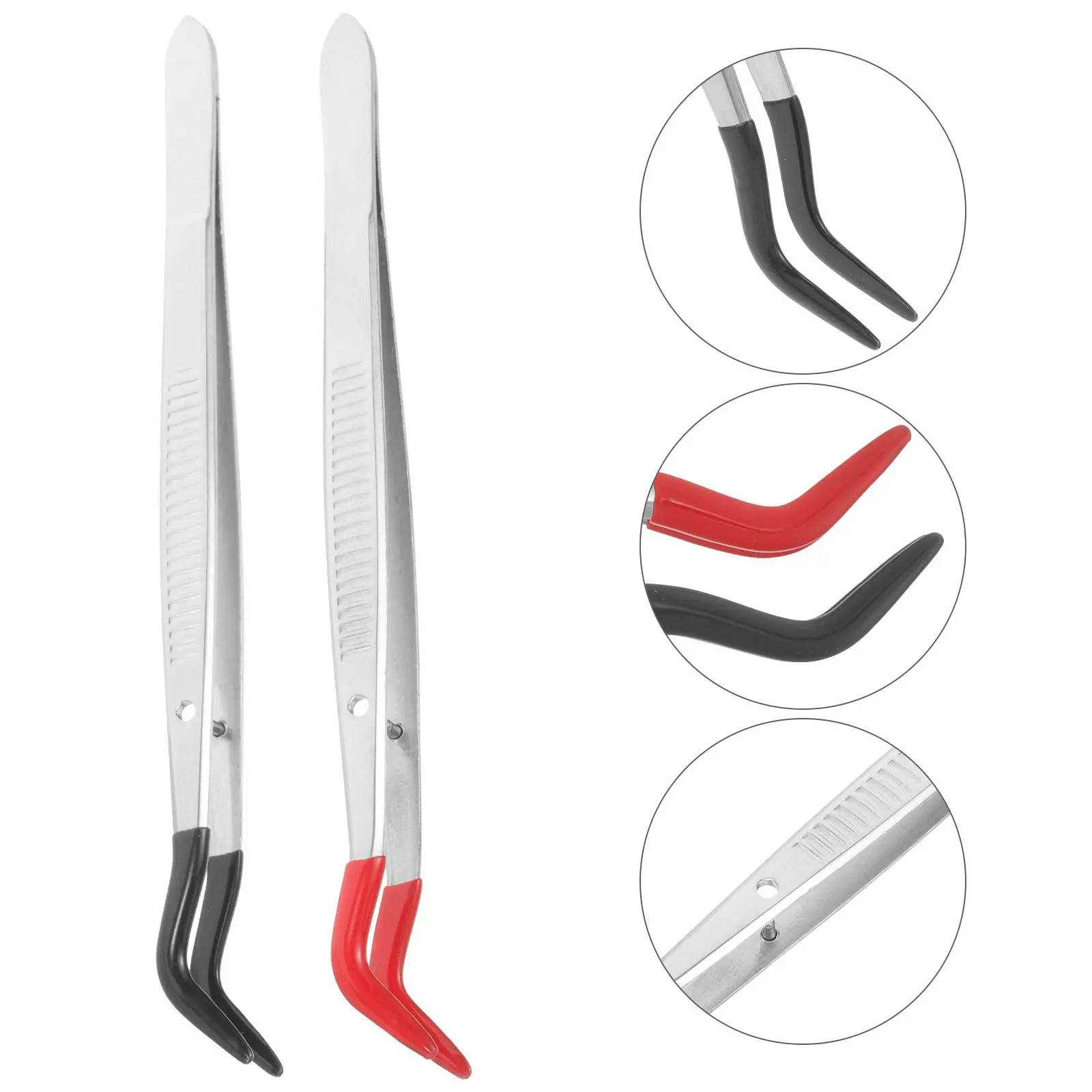 2 個スタンプピンセットステンレス鋼軽量非磁性クラフトツールまつげアプリケーターつけまつげピンセット精密