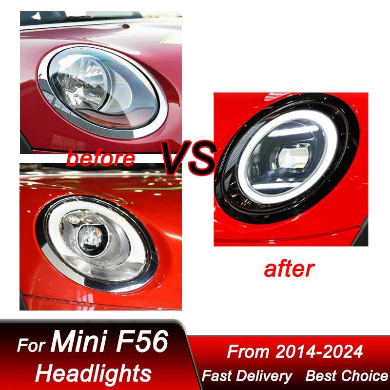 RHD LHD Hot Car Headlights For BMW Mini F54 F55 F56 F57 V2 14-24 Upgrade Full LED Headlamp Assembly Lens Accessories Kit