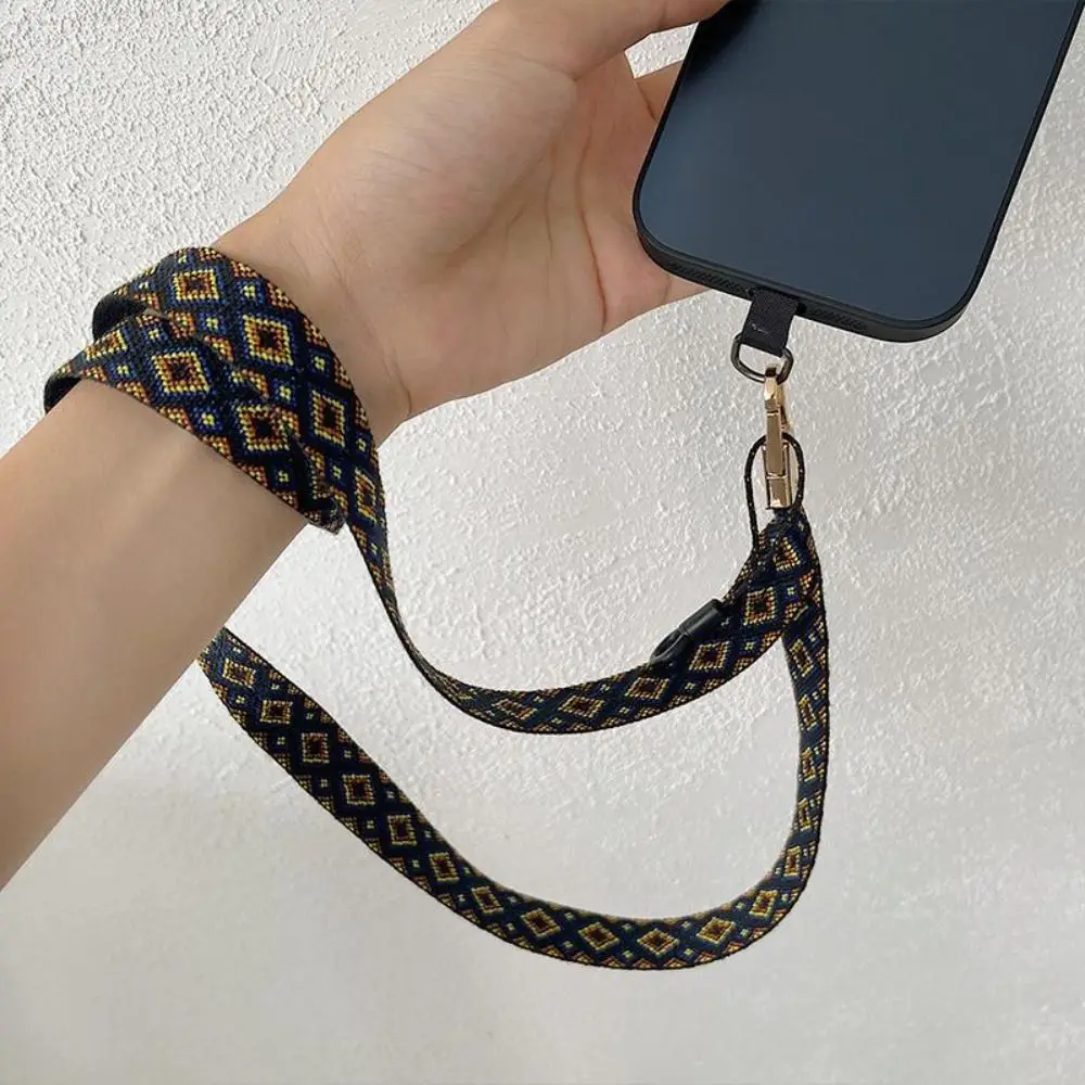 Ethnic Style Pattern Mobile Phone Lanyard Hanging Cord Cross-body Strap Phone Anti-lost Rope Wide Detachable