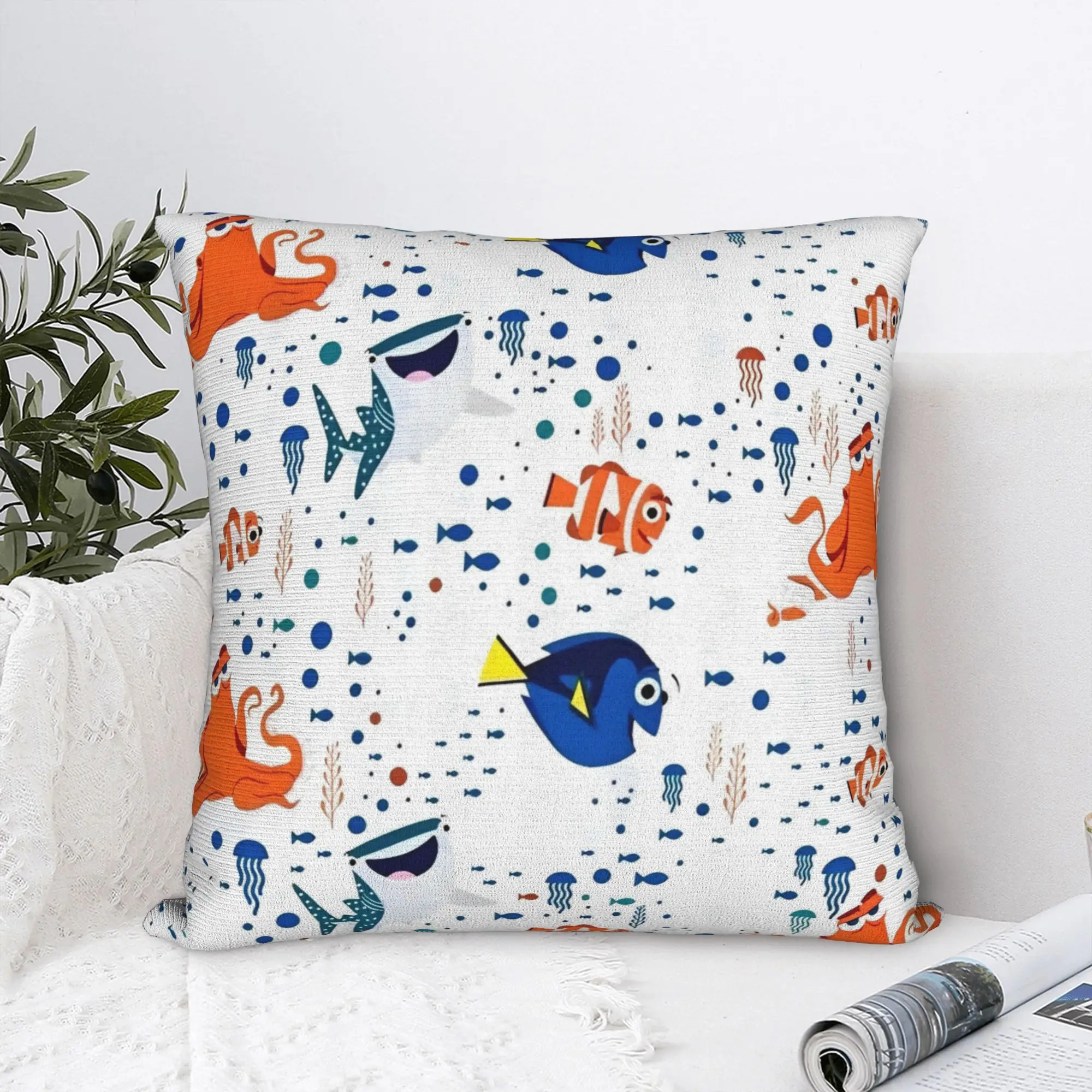 Finding Nemos Dorys Bruce Squirt Crush Square Pillowcases Polyester Bed Car  Cushion Case Funny Decor Throw Pillow Case 40*40
