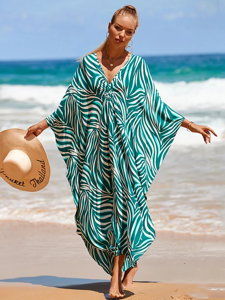 เซ็กซี่ลึก V คอผ้าฝ้าย OVERSIZE COVER UP ชุดผู้หญิง 2025 สไตล์หลวมวันหยุดปาร์ตี้ Outwear บิกินี่ชุดว่ายน้ํา Coverups