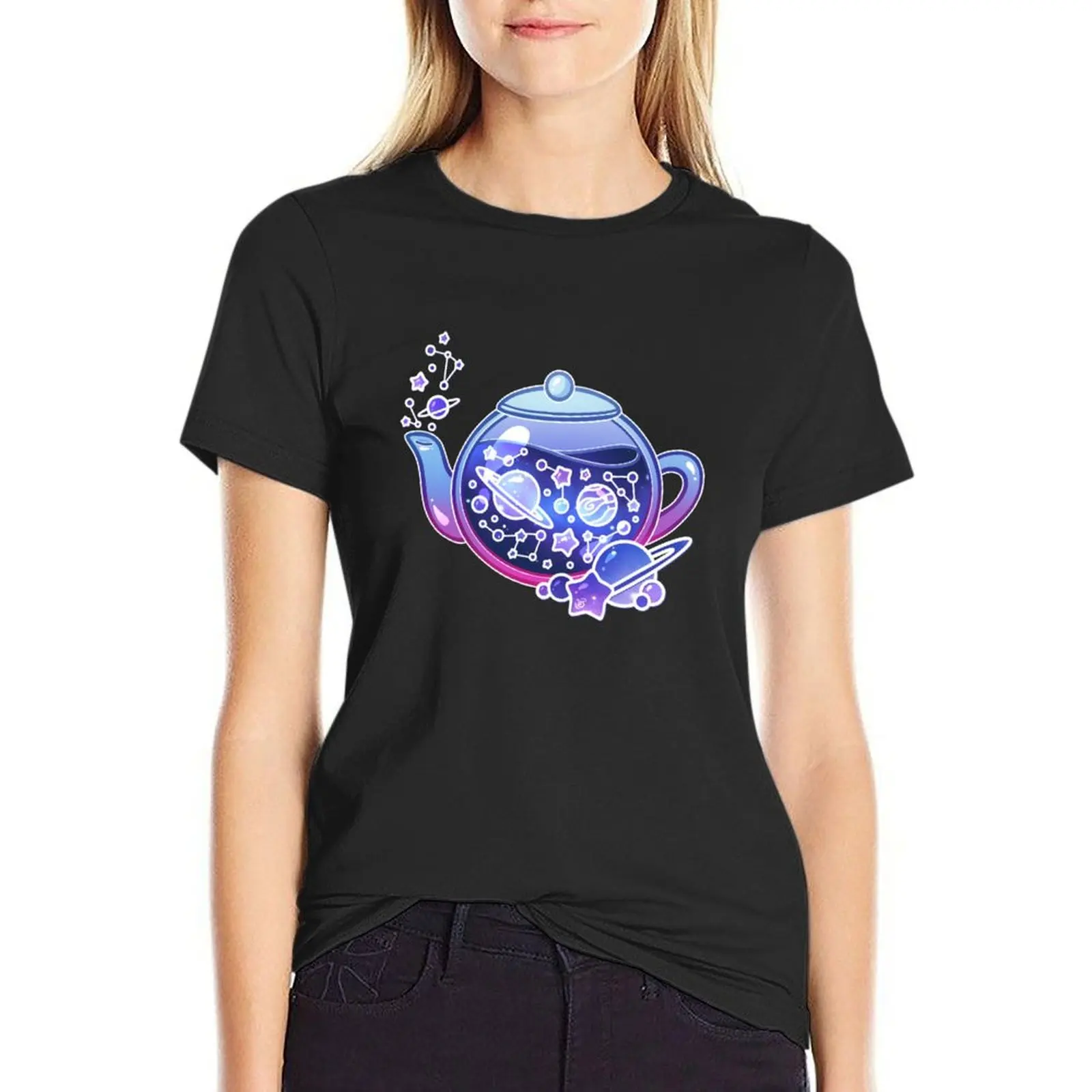 Galaxy Teapot T-Shirt animal print shirt for girls summer tops kawaii clothes T-shirt Women