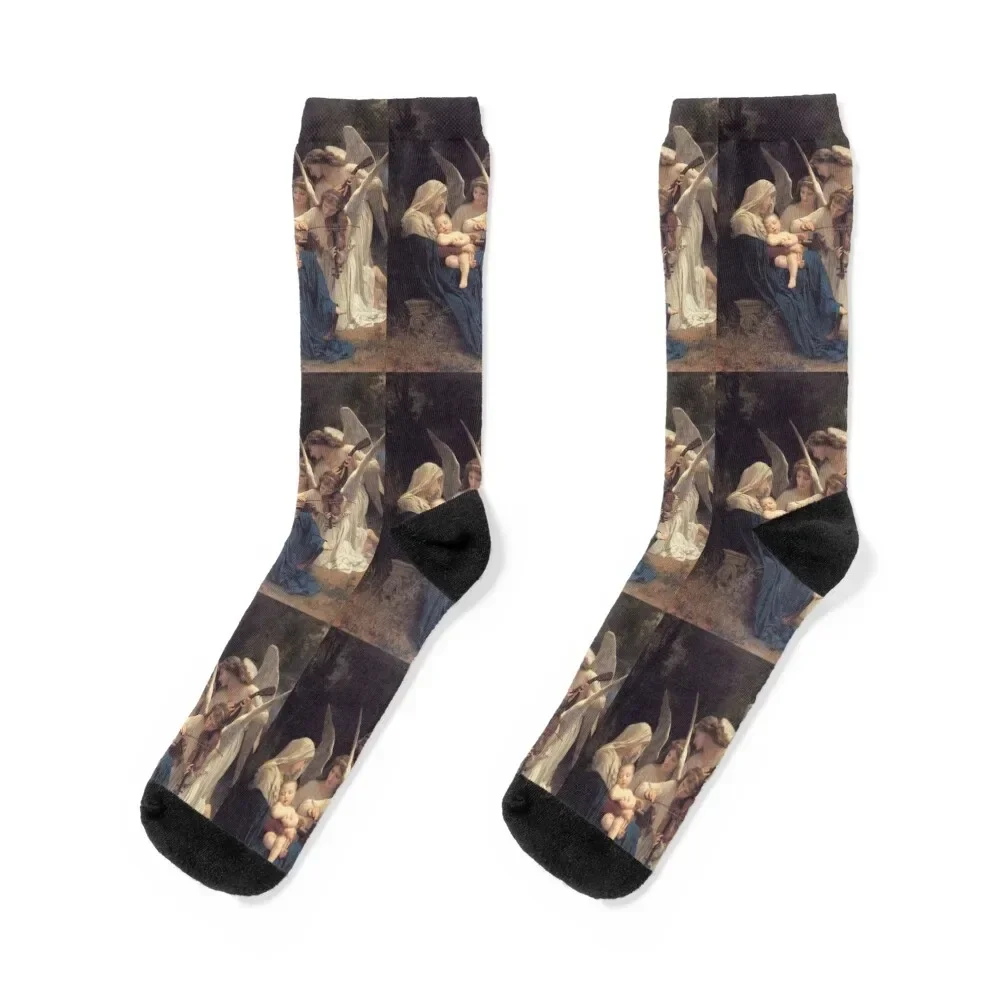 William-Adolphe Bouguereau The song of the angels Socks cycling hockey cotton Socks For Girls Men's