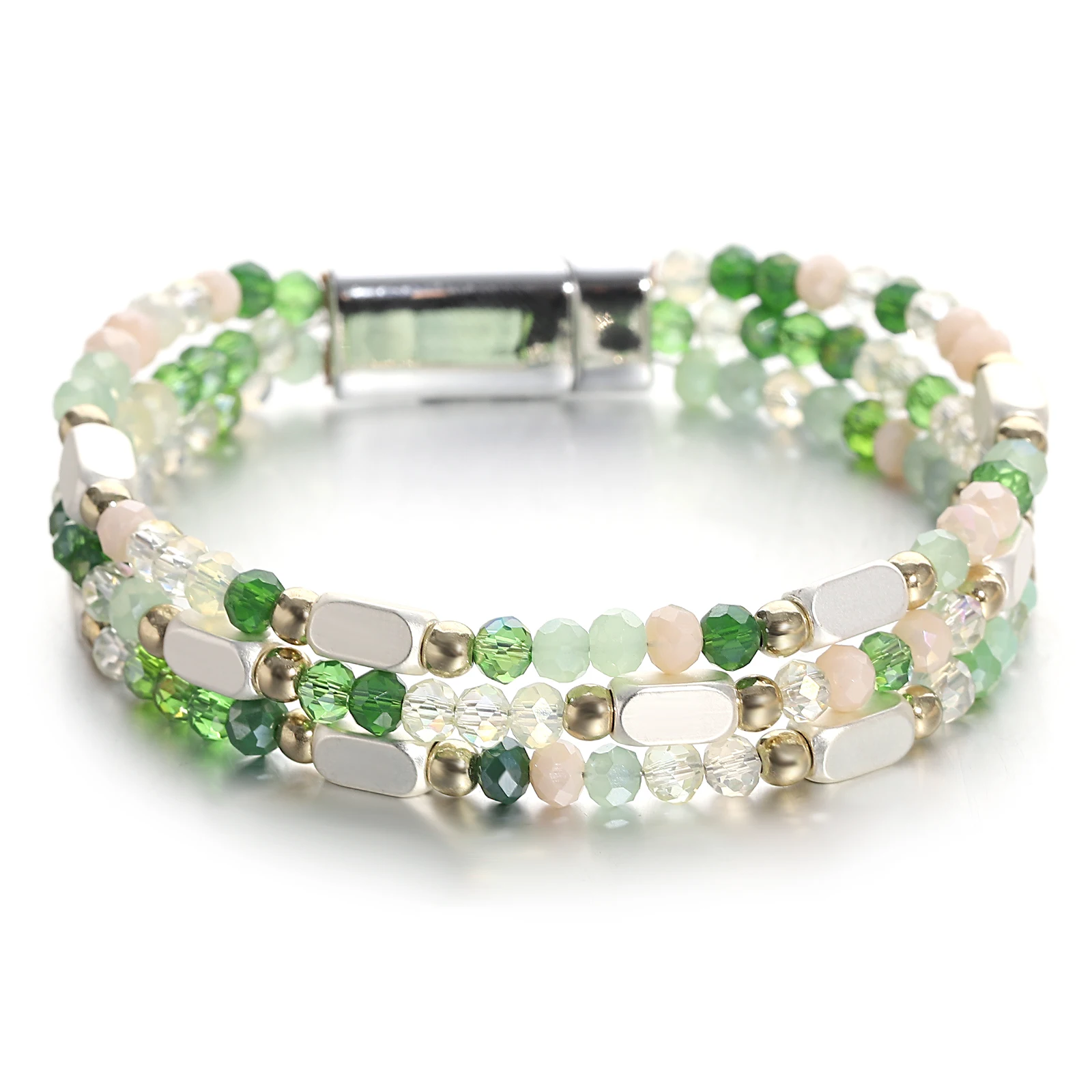ALLYES Glossy Colorful Crystal Beaded Bracelet for Women Trendy Boho Multilayer Wrap Bangle Bracelets Party Jewelry Gifts