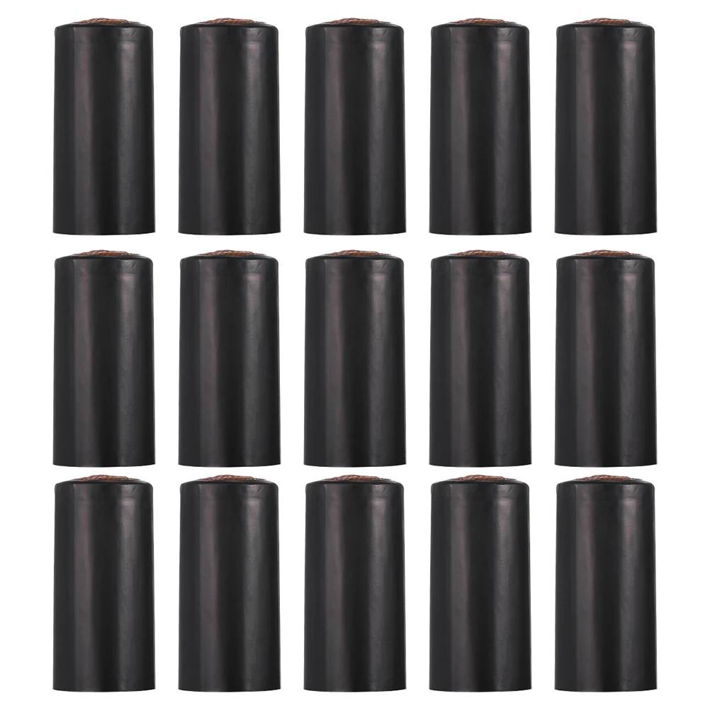 

50pcs Black Heat Shrink Caps for Bottles Practical Easy Open Standard Size Kitchen Bar Use Bottle Tops