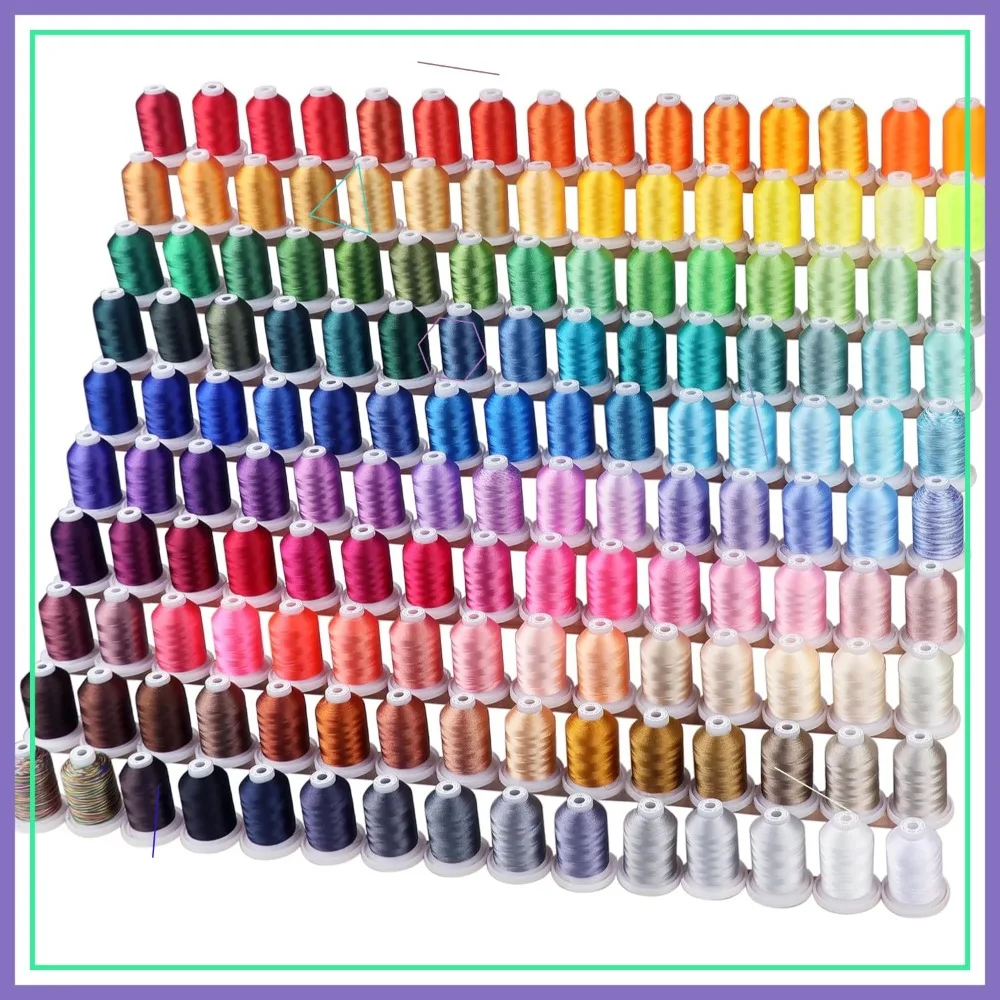 

150 Colors Polyester Embroidery Thread Kit, 40WT 1000M/1100YD Spools, Compatible with Brother & Janome Machines