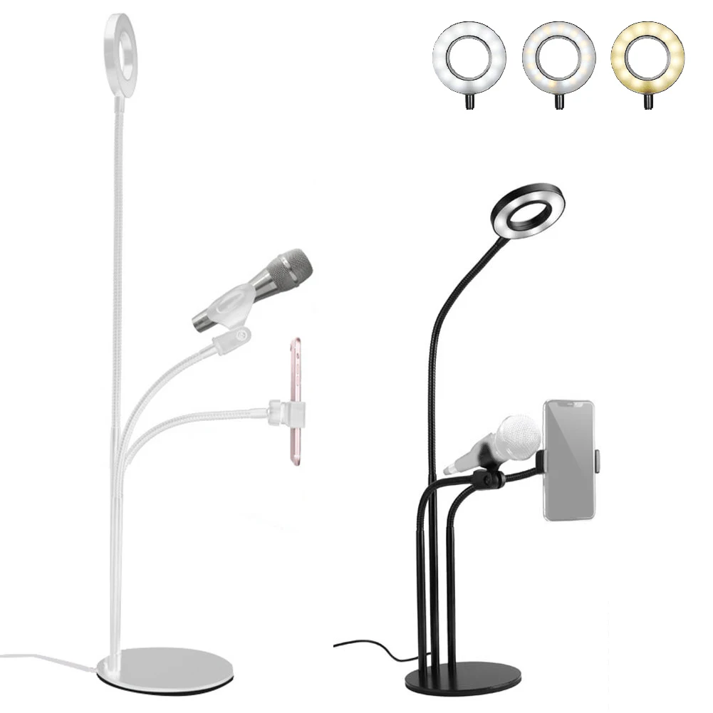 

Настольная подставка из углеродистой стали с гибким креплением-гусаком для светодиодной кольцевой лампы для мобильного телефона, микрофона, для блогеров и видеоблогеров
