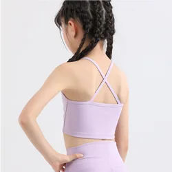 Fashonable Children Vest Summer Double Layer Prevent Awkward Yoga Tops Girls Sleeveless Fitness Running Dance Vest Kids Tank Top