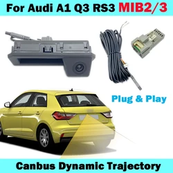 HICAMRUI Canbus Dynamic Trajectory Reversing Camera for Audi A1 GB Q3 F30 MIB2 STD Unit MIB3 TOP HIGH Unit Plug and Play