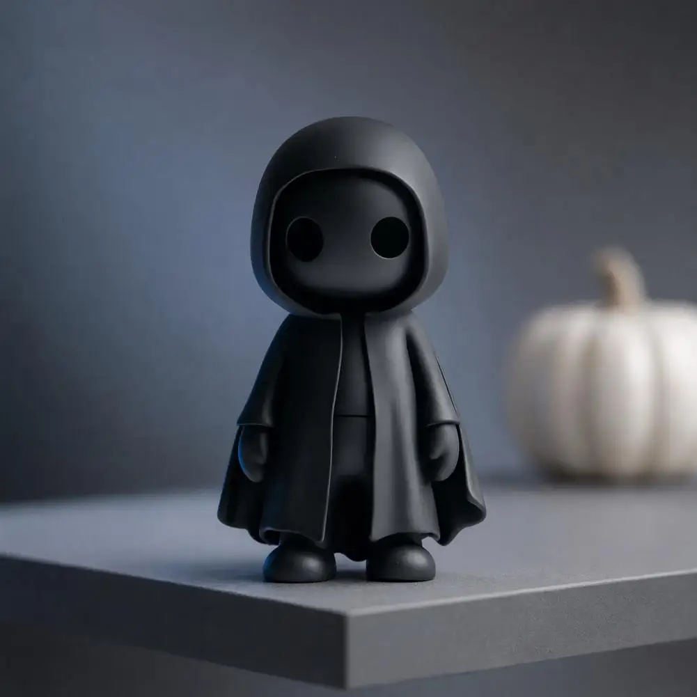 Halloween Desktop Ornament Matte Black Halloween Decor 3d Printed Halloween Ghost Figurine Spooky Cloaked Ghost for Indoor