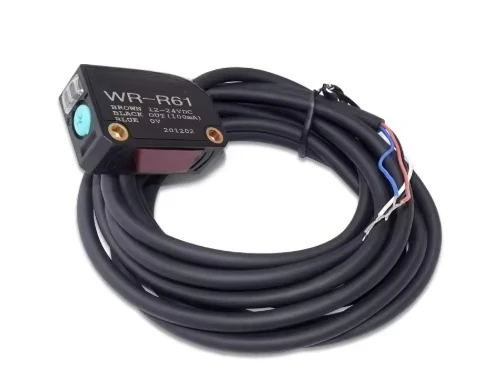 WR-R61 Photoelectric Switch Sensor for Detecting Transparent Objects, Square Type 5-300cm Range NPN Output DC 12~- 24V