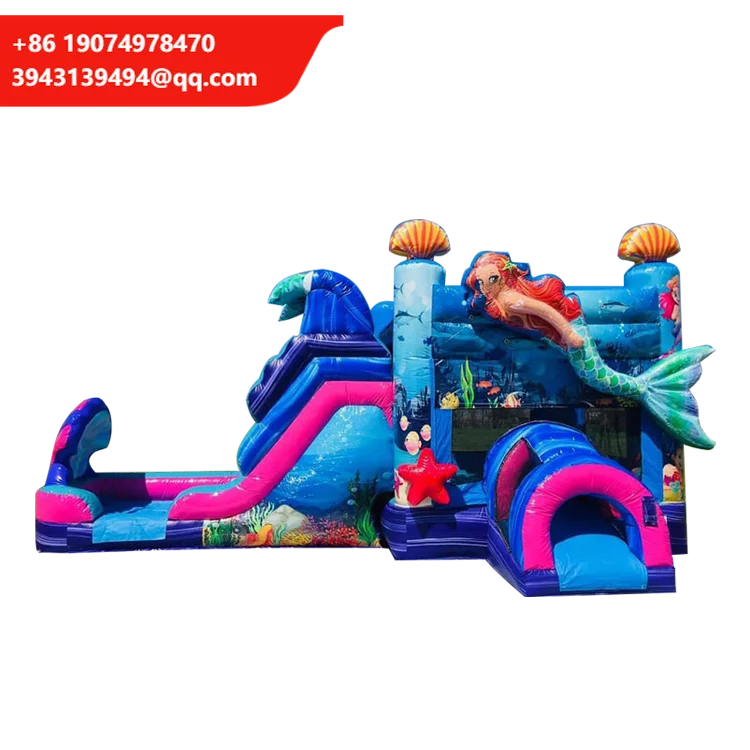 

Inflatable Bouncer Combo Jumping Castle 5in1Combos Inflables Mermaid Commercial Bounce House With Detachable Slide