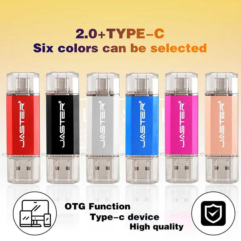 

JASTER Plastic USB Flash Drive 128GB TYPE-C 2 in 1 Memory Stick 64GB Black Metal Pendrive 32GB Creative Gift USB Stick 16G