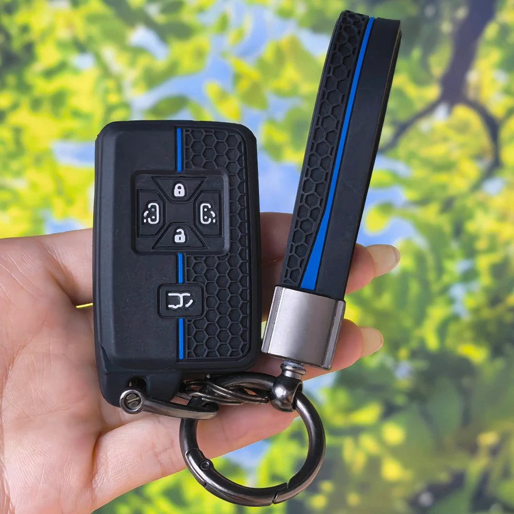 Practical Stretch Silicone Key Fob Shell With Keychain For Toyota Alphard Vellfire Previa Estima Isis Noah Voxy 5 Buttons Remote