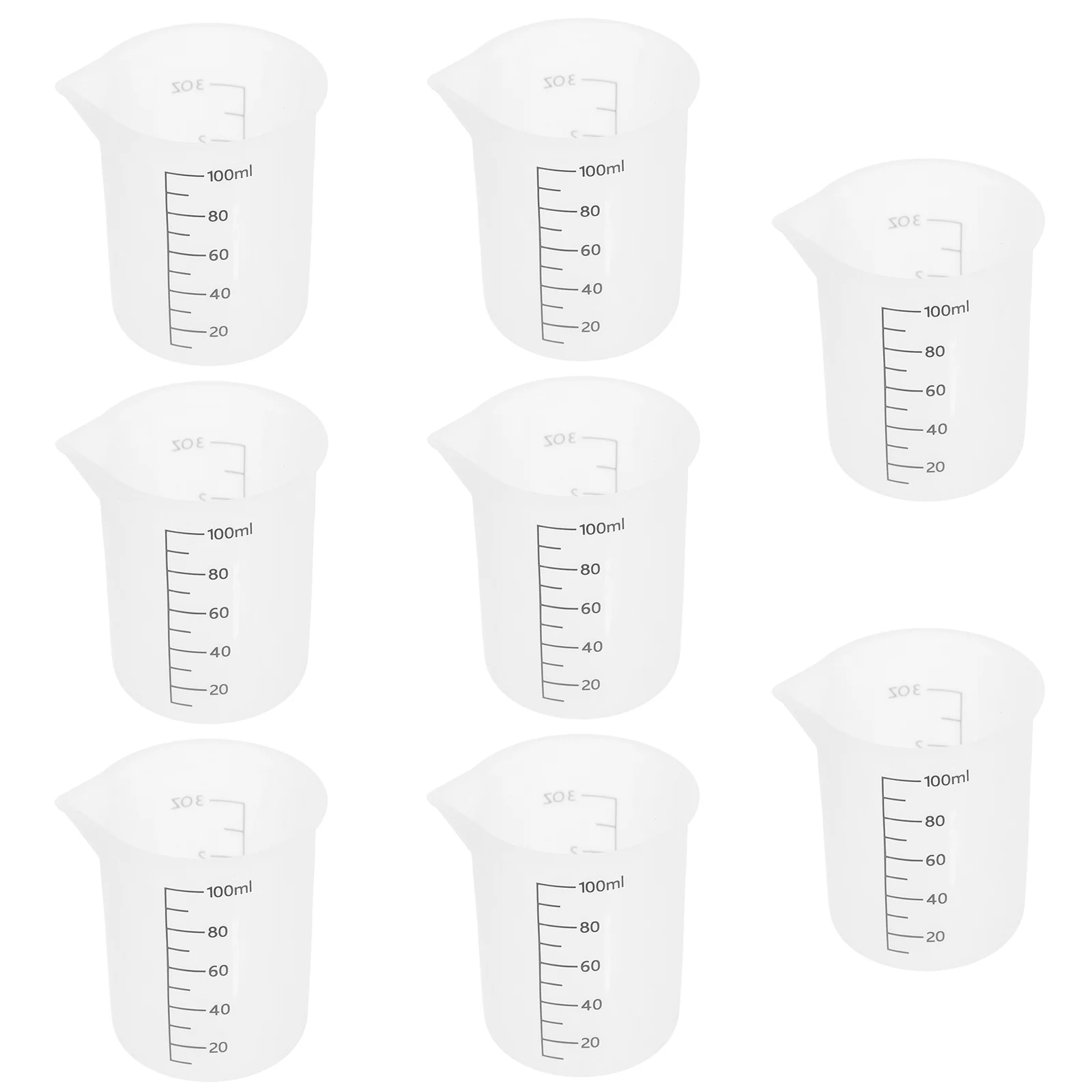 

8pcs Silicone Measuring Cups 100Ml Reusable Graduated Mixing Cups For Resin Art Craft Diy Jewelry Making Heat Resistant Liquid