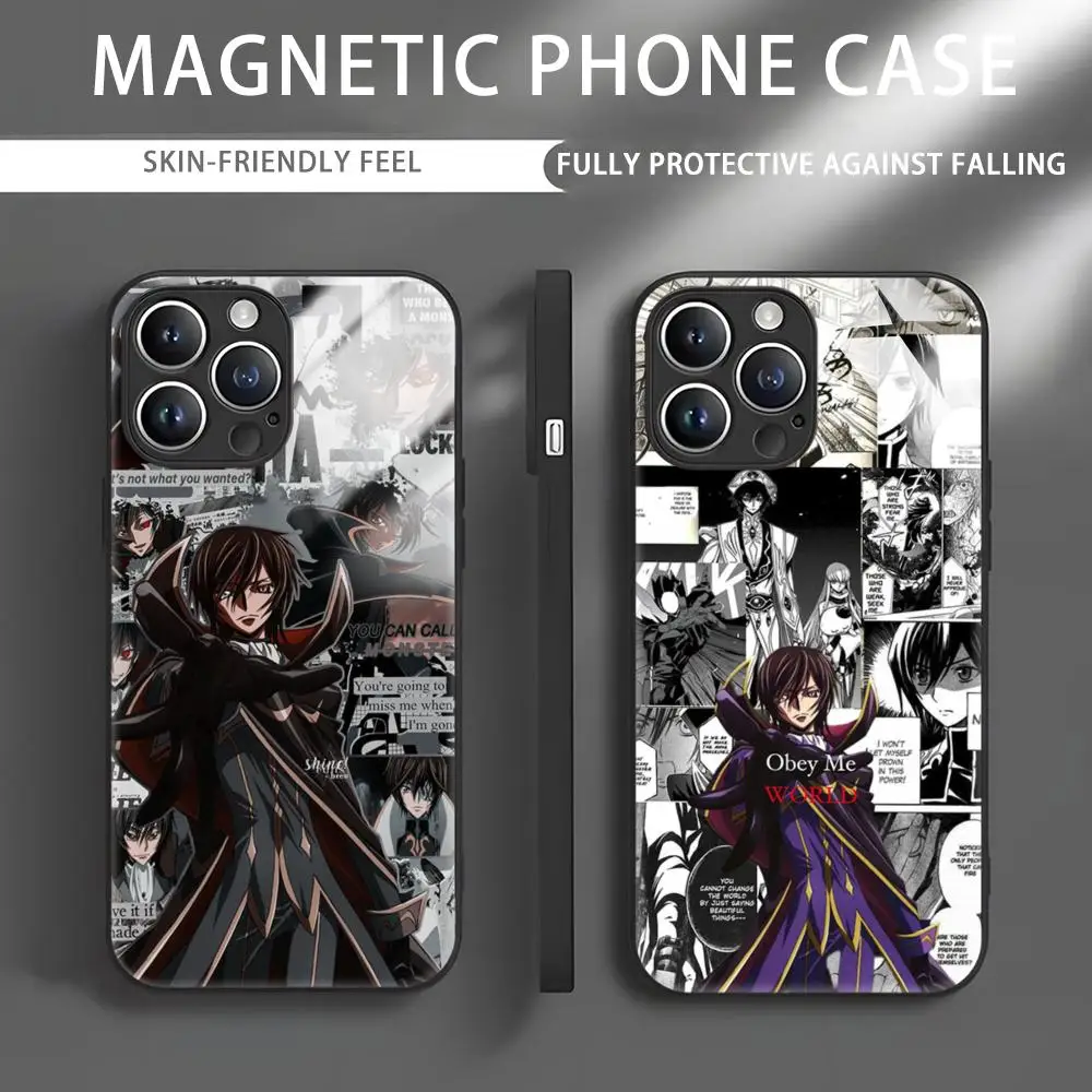 Anime Code Geass Phone Case For iPhone 16 15 14 13 12 11 X XR XS 8 Plus Mini Pro Max Glass Magnetic Phone Case