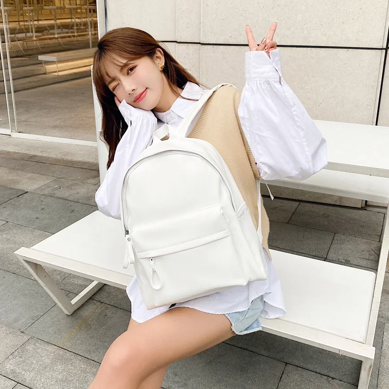 Fashion Woman Backpack Large Capacity Leather Laptop Bagpack High Quality Book Schoolbag for Teenage Girls Student Mochila