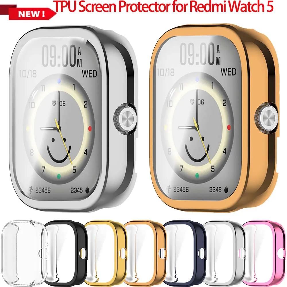 TPU Case Watch Protective Shell Anti-Fall Full Cover Protective Shell Dustproof Watch Bumper Screen Protector for Redmi Watch 5