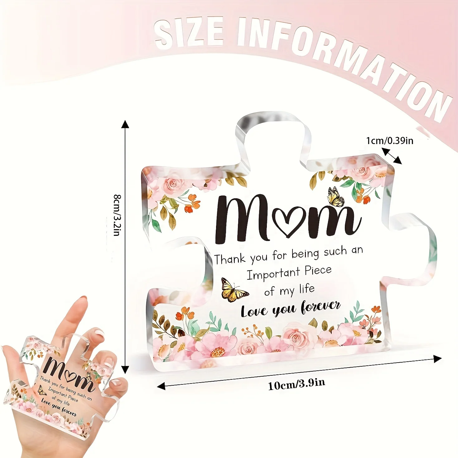 1pc,Gifts For Mom From Daughter Son, Delicate Mom Birthday Gifts from Daughter Son,Mom Acrylic Plaque Gifts Desk Decorations