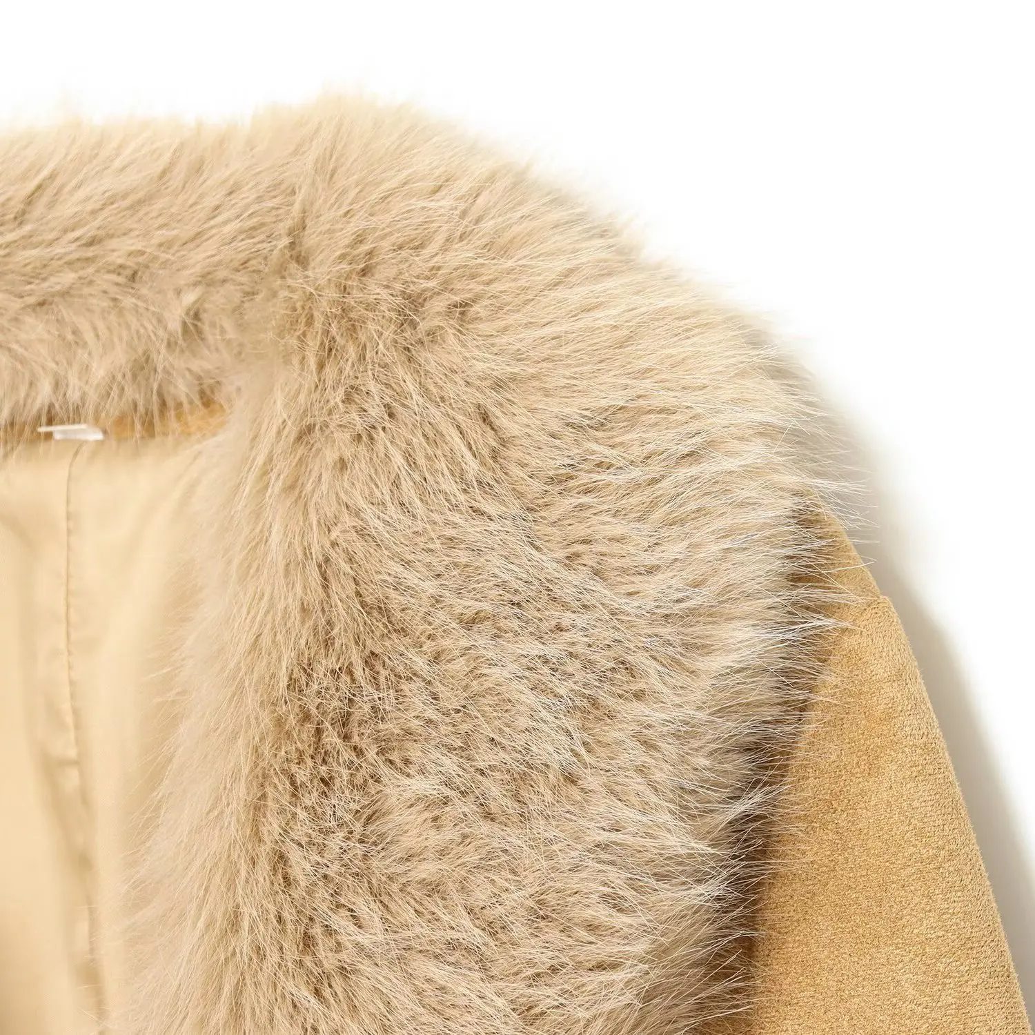 JNLEAOG Autunno delle nuove donne Faion Versatile effetto pelliccia sintetica Pelle Velluto Superficie Vestito Jaet All Match Fibra di poliestere