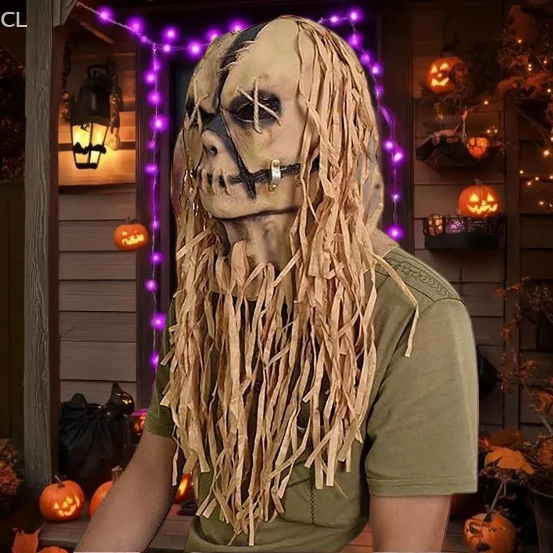 

Жуткие пугало, маска на Хэллоуин, жуткий аксессуар для костюма для побега, товары для вечеринок, шлем ужасов в подарок