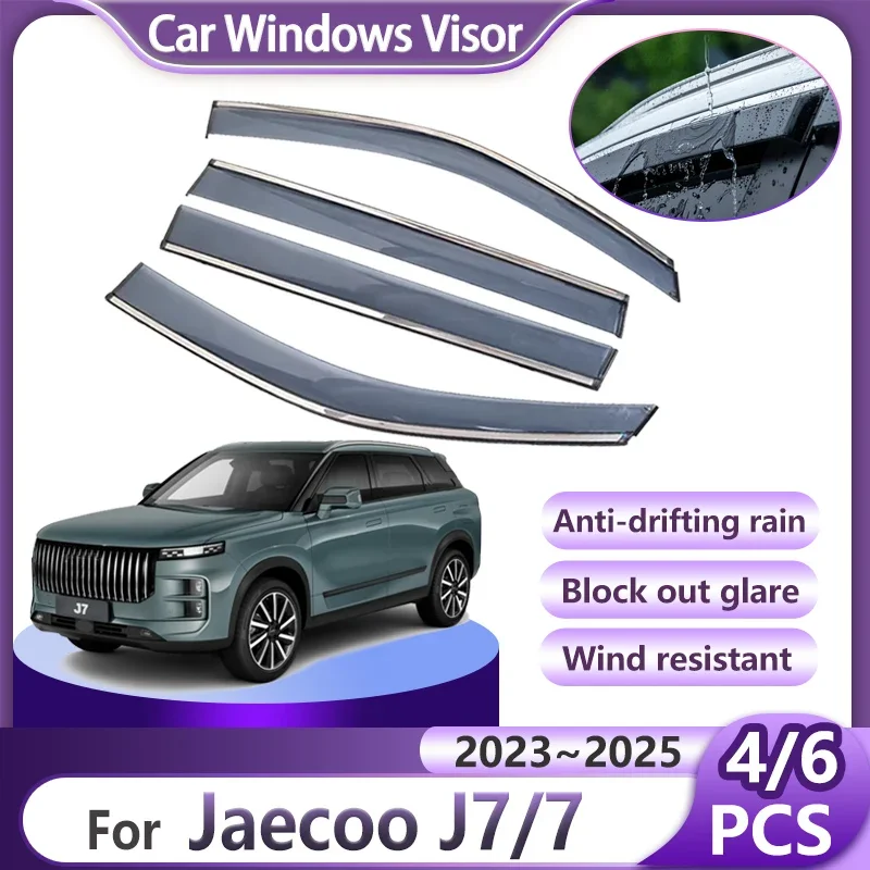 Car Deflector Awning For Jaecoo J7 Accessories 2024 2023~2025 Tansuo 06 Car Side Window RainShield Visor Guards Cover Part Tools