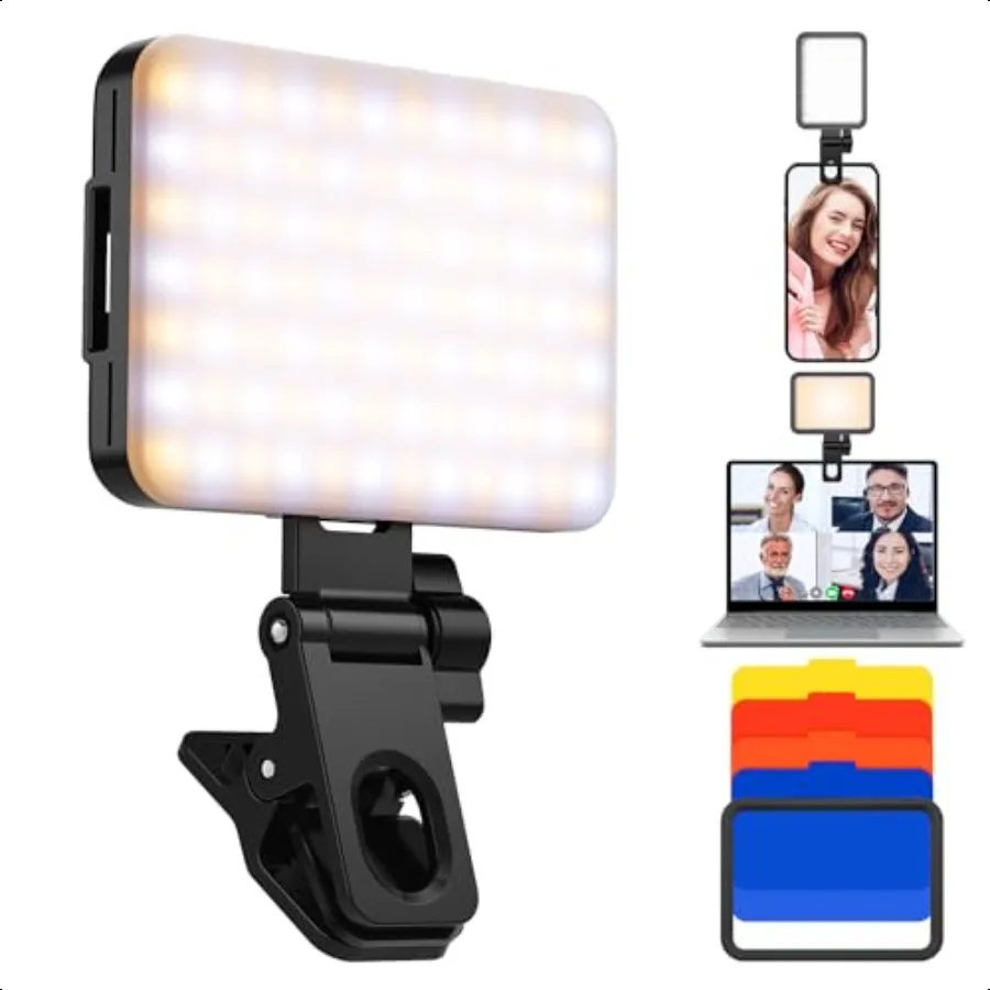 

KF Concept LED Video Light Clip Fill Light with 4 Color Filter 2000mAh Rechargeable Conference Light CRI 95+ 3 Light Modes Port