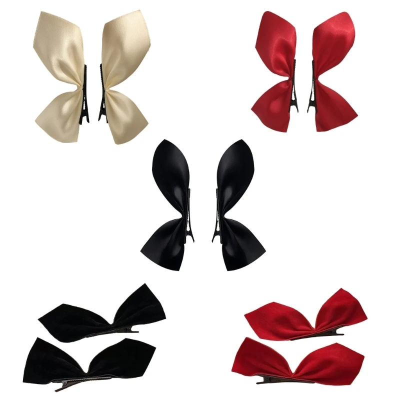 Sweet Duckbill Bowknot Hairpin Y2kกิ๊บซาติน/กำมะหยี่Hairpinสำหรับผู้หญิง