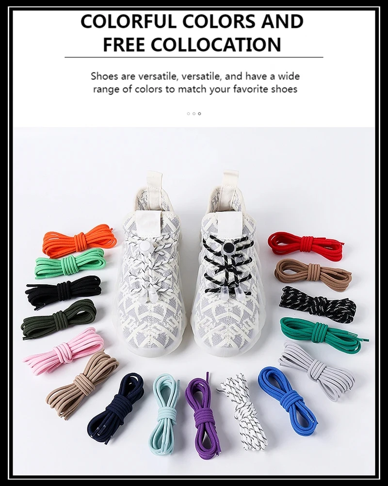1 Paar bunte Schnürsenkel mit Federverschluss, ohne Schnürsenkel, runde elastische Schnürsenkel für Sneaker, Schnürsenkel ohne Binden, für Kinder und Erwachsene, schnelle Schnürsenkel. – Detail 4
