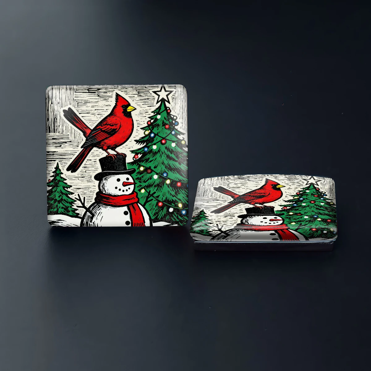 1PC Cardinal Bird Pattern 30MM Fridge Magnet Square Glass Refrigerator Sticker Home Kitchen Decor Magnet Souvenir Gift