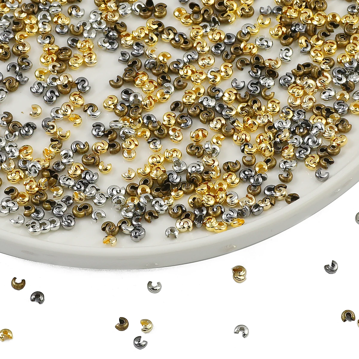 

100pcs 3mm Round Crimp End Beads Stopper Spacer Loose Beads For Jewelry Making Bracelets Necklaces Diy Accessories Supplies